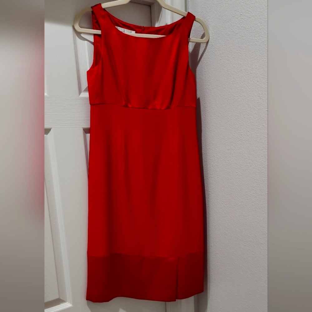 Evan Picone Red Crepe & Satin Cocktail Dress